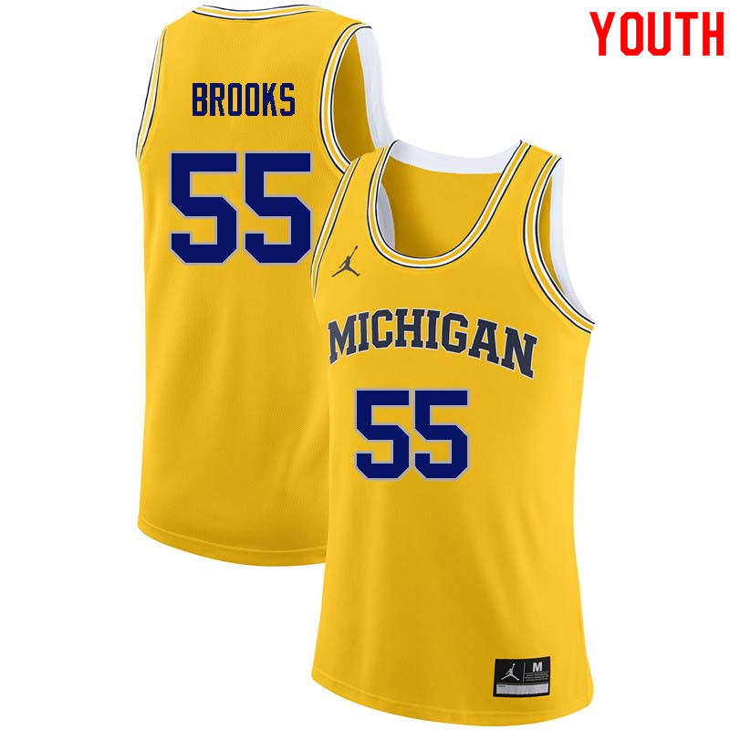 Youth #55 Eli Brooks Michigan Wolverines College Basketball Jerseys Sale-Yellow